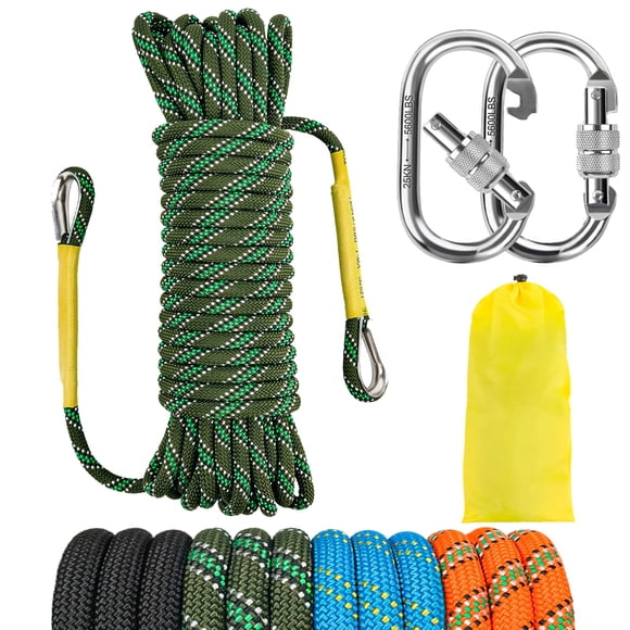 Cuerda de escalada NTR 10 M 8 mm estática con 2 ganchos de acero