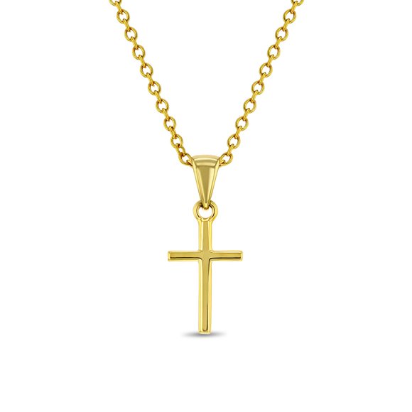 925 Sterling Silver 16" Small Cross Necklace Pendant for Infants & Toddlers