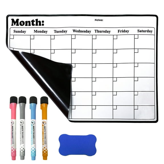 Magnetic Refrigerator Calendar - 16.5 x 11.7 inches with 4 marker and Board Eraser, Family Planning & Organization Option