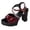 Wine, variant on Modisza Platform High Heels for Women Rhinestone Ankle Strap Chunky Heeled Leather Sandals Arch Support Block Heels Shoes 6 Black