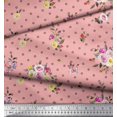 thumbnail image 3 of Soimoi Pink Velvet Fabric Leaves,Small Circle & Floral Print Sewing Fabric BTY 58 Inch Wide, 3 of 3