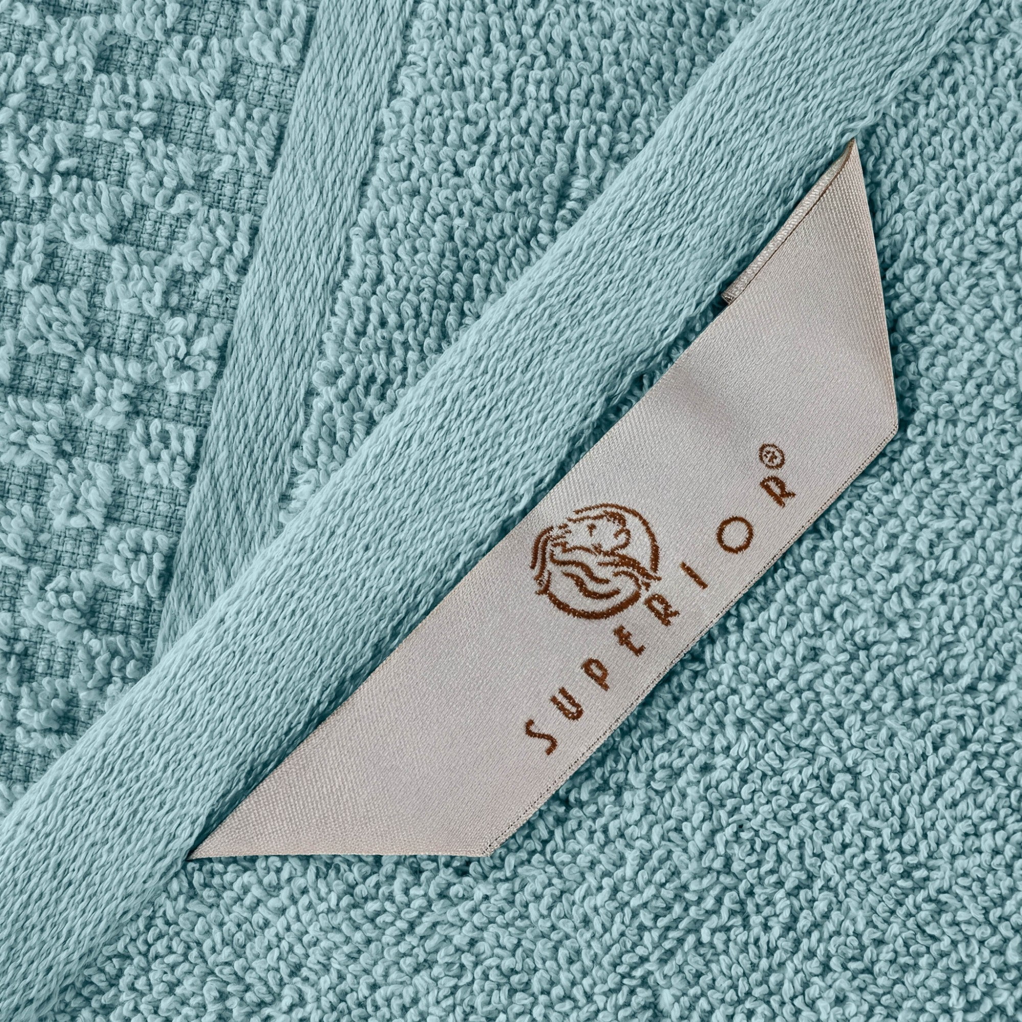 Superior Modern Cotton 12 Piece Washcloth and Face Towel Set Solid, Cyan