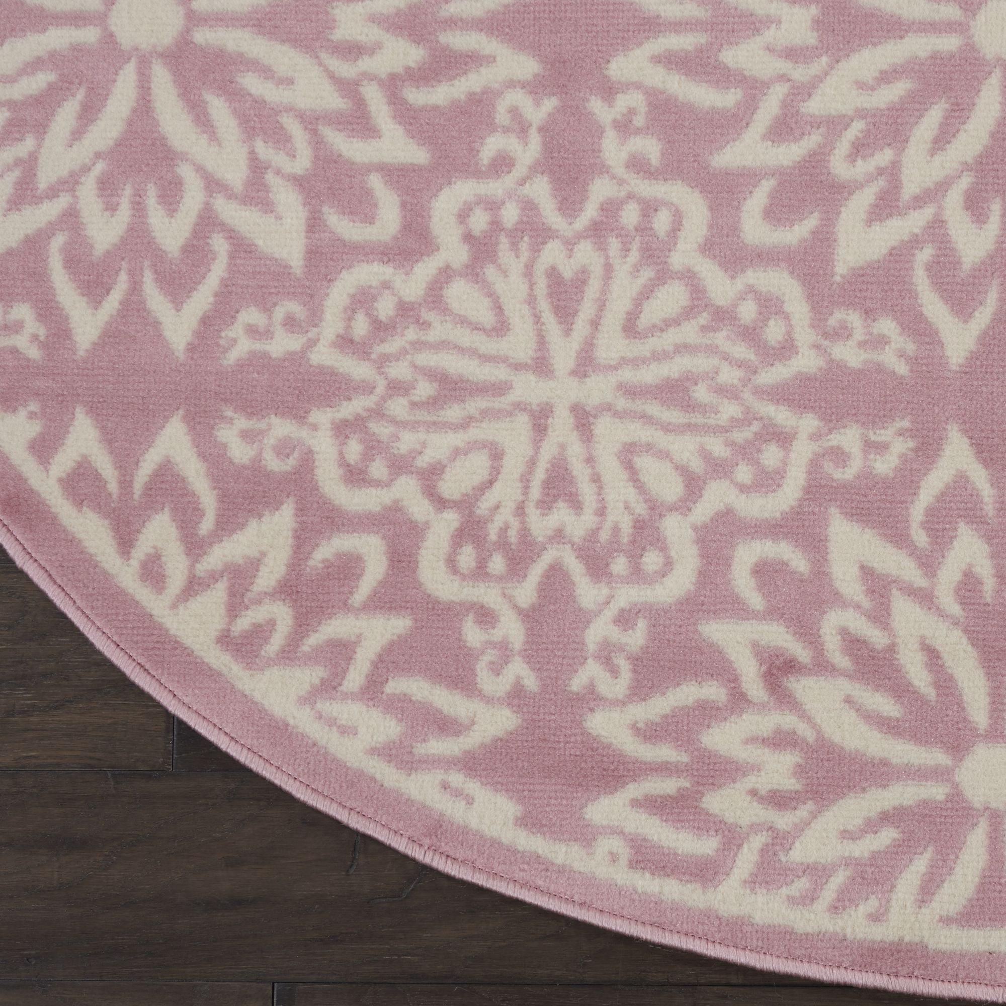 Nourison Jubilant Geometric Floral Ivory/Pink 5'3" x ROUND Area Rug, (5' Round)