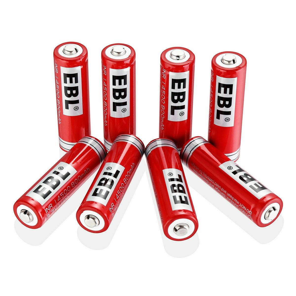 EBL 8Pack 800mah 3.7V 14500 Rechargeable Liion Battery with Storage