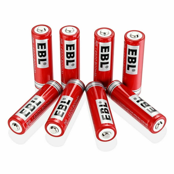 EBL 8-Pack 800mah 3.7V 14500 Rechargeable Li-ion Battery with Storage Case For Torch Flashlight