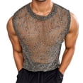 thumbnail image 2 of Mesh Fishnet Tank Tops Men Summer Casual Loose Fit Hollow out See through Crewneck Sleeveless Shirt Party Clubwear, 2 of 6