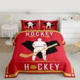 thumbnail image 2 of Homewish Sports Game Full Size Comforter Sets,Boy Ice Hockey Bedding Comforter Set,Black Red Gold Bedding Sets For Children,Breathable Room Decor Reversible,3pcs, 2 of 8