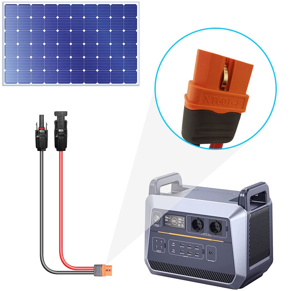 EROCK 59.05in 12AWG XT60I Solar Panel Extension Cable Intelligent Battery Plug Wire