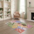 thumbnail image 2 of ODIKA 4'x6' Pastel Multicolor Botanical Harmony Washable Area Rug Relaxing Abstract Nature Design Pet Friendly, Non-Shedding for Bedroom, Reading Nook, 2 of 4