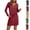 Red, variant on Nmnitkp Dresses for Women Casual Long Sleeve Dress V Neck Loose Solid Color Tie Waist Party Dresses Red,L