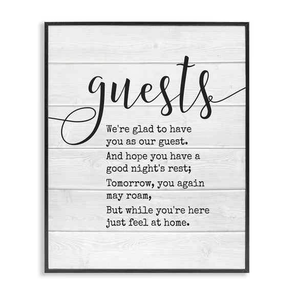 Stupell Industries Farmhouse Guests Feel At Home Black Framed Giclee Art, 16 x 20, by Lettered and Lined