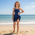 thumbnail image 6 of jiaxiM Girls One Piece Swimsuits Bow Back 3t Bathing Suit Girl Adjustable Straps Ruffle Ruched Color Block Swimsuit Stretchy for Swim Team Beach Swimwear, 6 of 7