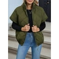 thumbnail image 6 of Quilted Jackets for Women Casual Short Sleeve Zip Up Warm Vests Green S, 6 of 10