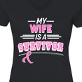 thumbnail image 4 of Inktastic My Wife is a Survivor Breast Cancer Awareness Women's V-Neck T-Shirt, 4 of 5