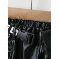 thumbnail image 4 of hirigin Little Girls PU Leather Skirt Outfits, Plain Color High Waisted Short Skirt + Letter Plastic Buckle Waist Belt with Bag, 4 of 9