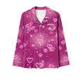 thumbnail image 6 of Tiweut Womens Valentines Pajamas Love Print Long Sleeve Button Up Tops And Pajama Pants Satin Casual Sleepwear Loungewear,C-Hot Pink,XL, 6 of 7