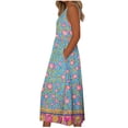 thumbnail image 4 of Gamivast Womens Summer Dresses Flattering Scoop Neck Sleeveless Midi Dresses Vintage Floral Print Bohemian Dress with Pockets A-Line Comfy Daily Wear, 4 of 5
