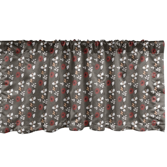 Ambesonne Floral Window Valance, Blooms Leaves Branches, 54" X 12", White Peach Taupe