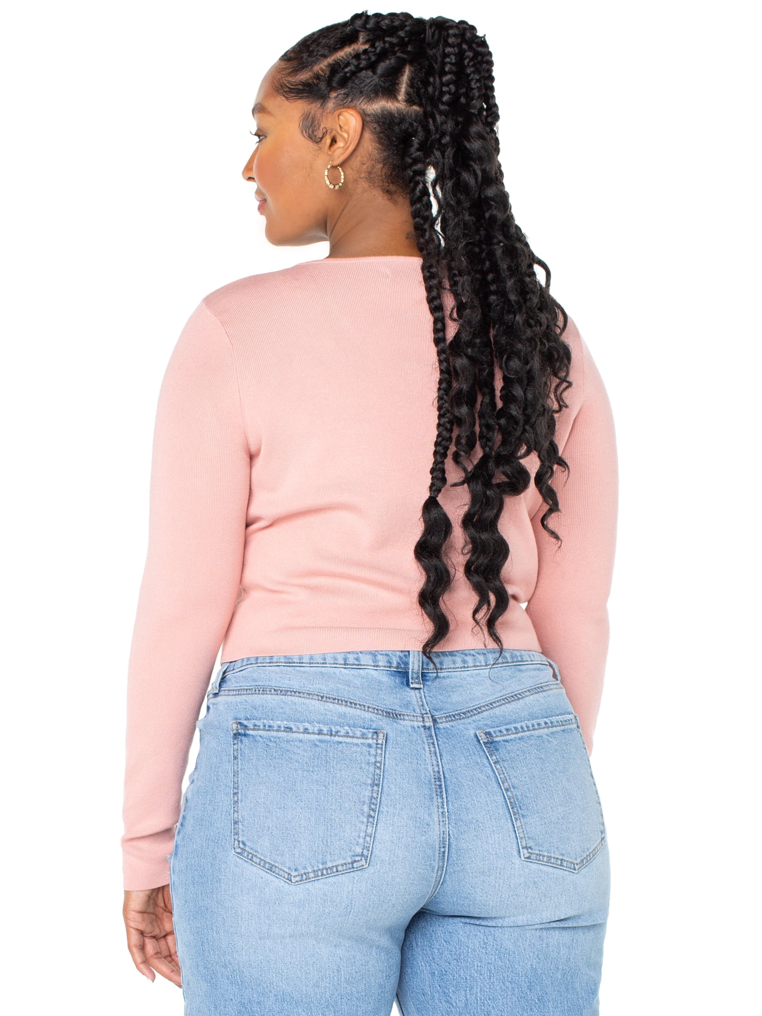 Celebrity Pink Women’s Cropped Cardigan with Long Sleeves, Sizes XS-4XL