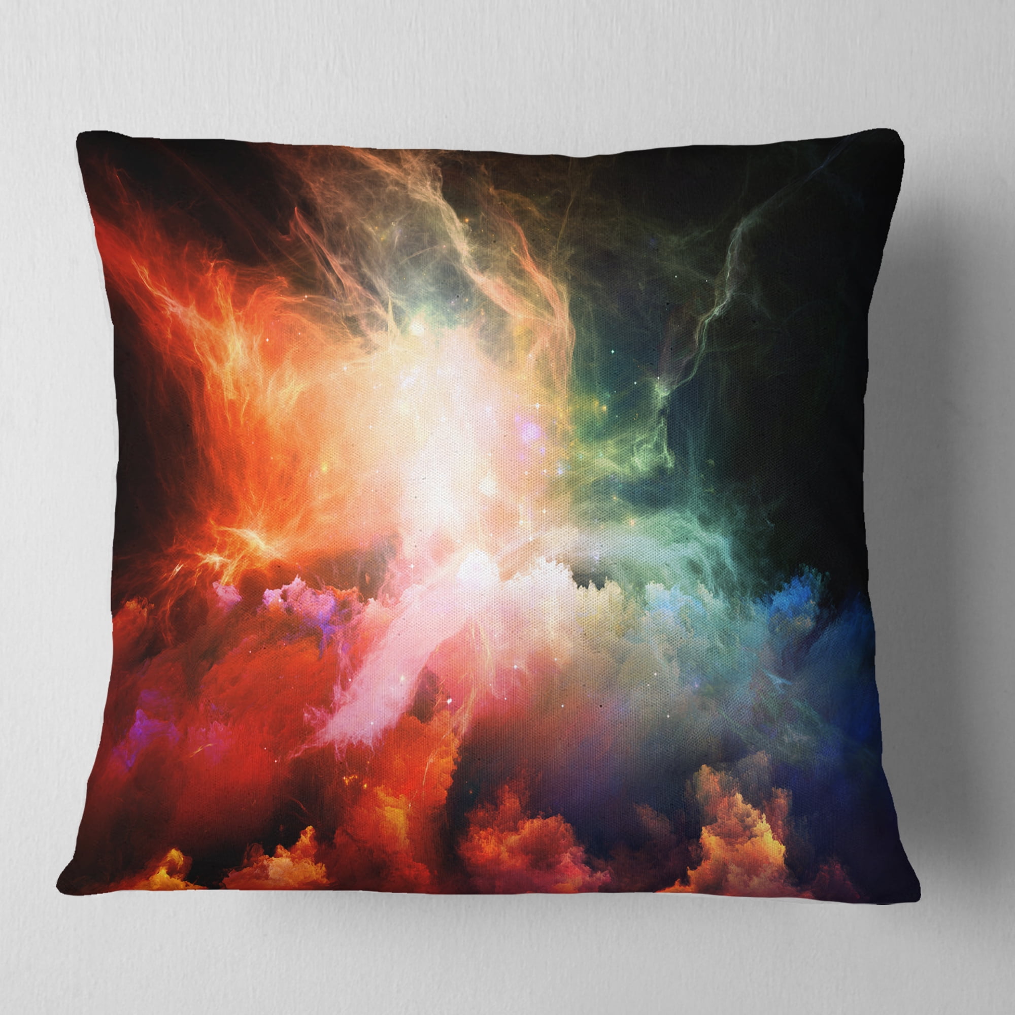 Designart Colorful Nebulae - Contemporary Throw Pillow - 16x16