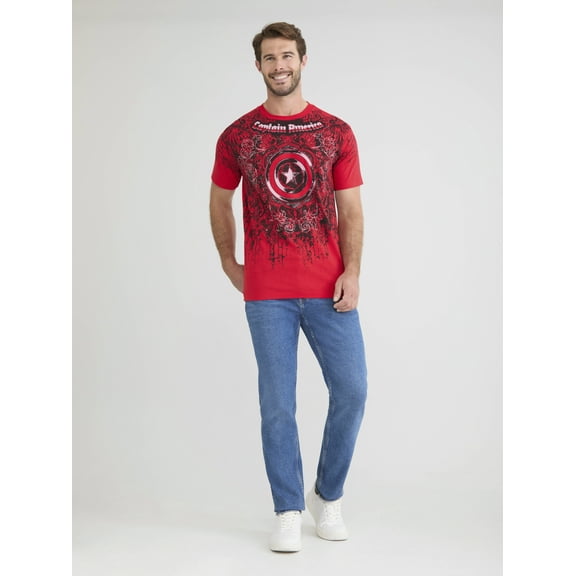 Captain America Men's Graphic Tee with Short Sleeves, Sizes S-3XL