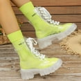 thumbnail image 2 of Women's Transparent Mid Calf Boots Lace Up Platform Combat Ankle Booties Non Slip Water-proof Clear Shoes, 2 of 8