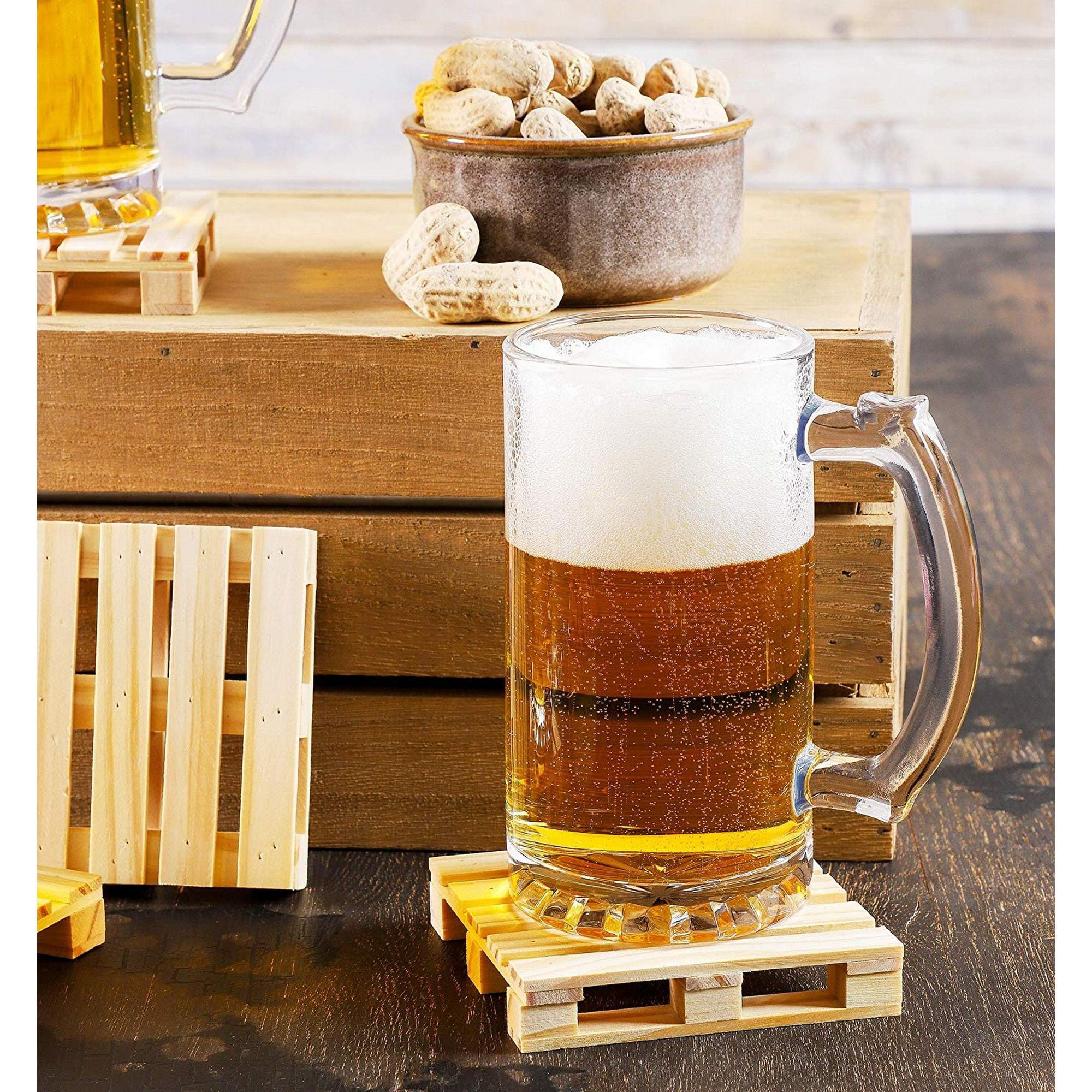 NUOBESTY Wood Pallet Coasters,Drink Coasters Beverage Holder for Hot Drinks,Beer,Wine,Set of 6 