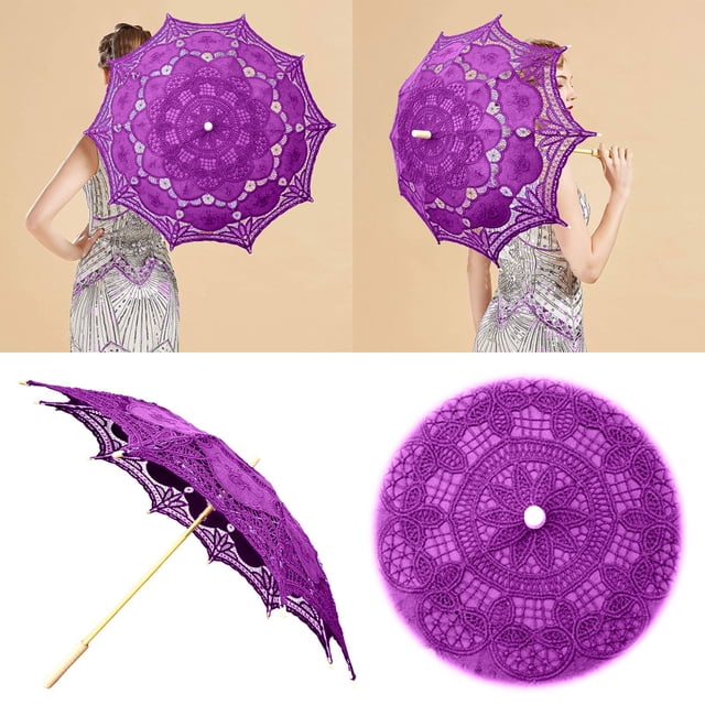 Shooting Props Photography Decorative Umbrella for Weddings and Events with Lace Design Wooden Handle 82cm Diameter Non-Functional Prop Accessory for and