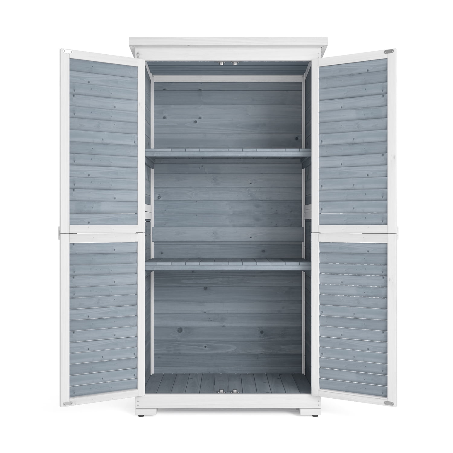 18.3"D x 34.3"W x 63.2"H (5.2 sq ft) Outdoor Wooden Storage Shed with Adjustable Shelves - Gray