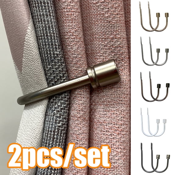 Cheers.US 2Pcs Curtain Holdbacks, Metal U Shaped Hook Wall Mounted Tassel Curtain Tieback Hook Drapery Tiebacks Curtain Accessories Decorative Curtain Drapery Holdback