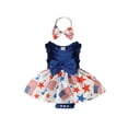 thumbnail image 2 of Elippeo Baby Girls Independence Day Romper Dress 3 6 9 12 18 Months Sleeveless Stars Print Romper with Headband, 2 of 10