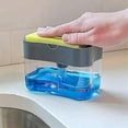 thumbnail image 3 of Dispensador con bomba de jabón y soporte para esponja Caddy para fregadero de cocina, plástico 2 en 1, recargable, úsalo para sujetar esponjas, 3 of 5