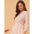 thumbnail image 4 of INSPIRE CHIC Robe Midi à Manches Longues Évasée à Col en V à Imprimé Floral pour Femme, 4 of 6