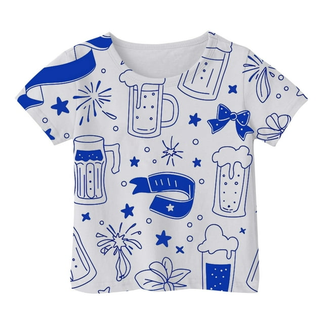 T-Shirts pour Filles Imprimé Manches Courtes pour Filles Vêtements d'Été pour Tout-Petits Col Rond Vêtements pour Filles 6-7 Ans Mode Tendance pour Filles