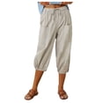 thumbnail image 2 of Capri Harem Pants for Women Spring Summer Elastic High Waist Relaxed Fit Cropped Pants Capris with Pockets, 2 of 8