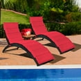 thumbnail image 1 of Gymax 2PCS Foldable Rattan Wicker Chaise Lounge Chair w/ Red Cushion Patio Outdoor, 1 of 10