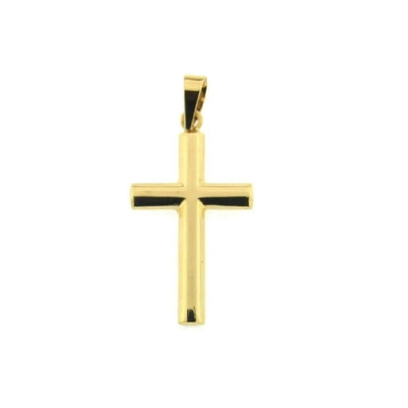 18K Solid Yellow Gold Polished Cross 1.09 inches