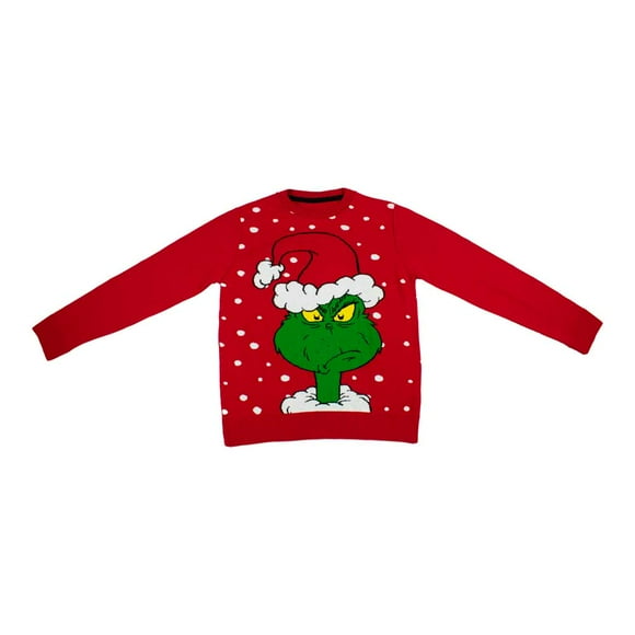 Suéter Navideño Dr. Seuss Ugly Sweater Talla EG Grinch Unisex Manga Larga Rojo