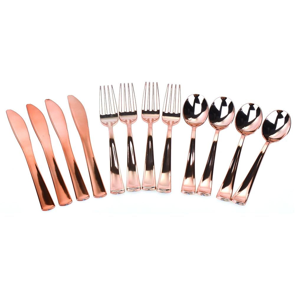 Plated Disposable Utensils Multipack, Rose Gold, 7-3/4-Inch, 12-Piece ...