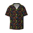 thumbnail image 2 of Lsque Berries print Men's Cuban Collar Short Sleeve Shirt Summer Beachwear Casual Button Down Fashionable Vacation Leisure Shirt-Medium, 2 of 7