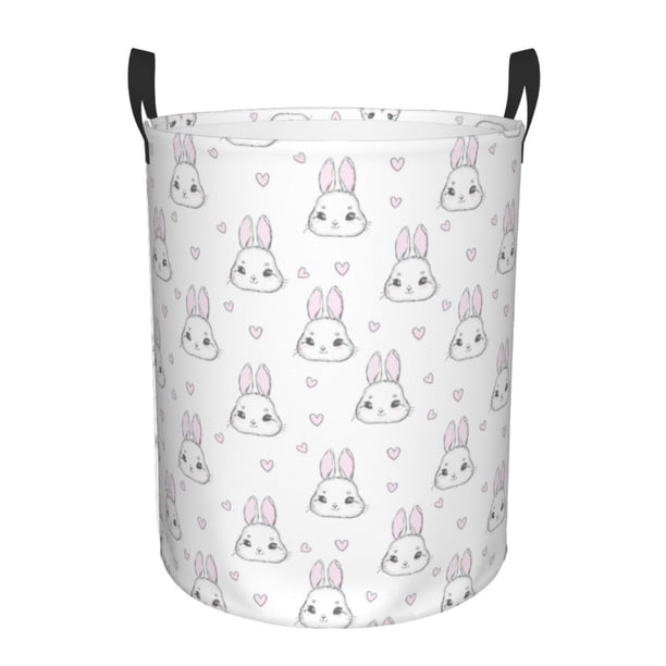 Fotbe Heart Rabbit Cesto de Ropa con Asas, Cesto Impermeable de Gran Capacidad, Bolsa de Lavado para Dormitorio, Cesto de Ropa con Ruedas y Asas-Small