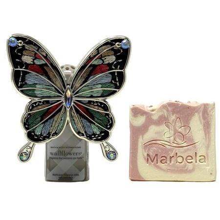 Bath & Body Works Embroidered Butterfly Wallflowers Fragrance Plug With a Himalayan Salts Springs Sample Soap.