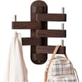 thumbnail image 1 of shiyou-Swivel Coat Rack, Wooden Coat Hooks Wall Mounted, Entryway Hat Rack with 5 Swivel Foldable Arms, Hat Wall Rack for Bathroom, Kitchen, Bedroom, Entryway (Walnut Wood Color), 1 of 4