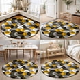 thumbnail image 4 of Round Rugs 6Ft, Yellow Grey Abstract Round Area Rug Washable Indoor Throw Carpet, Modern Geometric Ombre Artwork Soft Non Slip Circle Rug for Office Cabinet Home Decor Aesthetic, 4 of 8