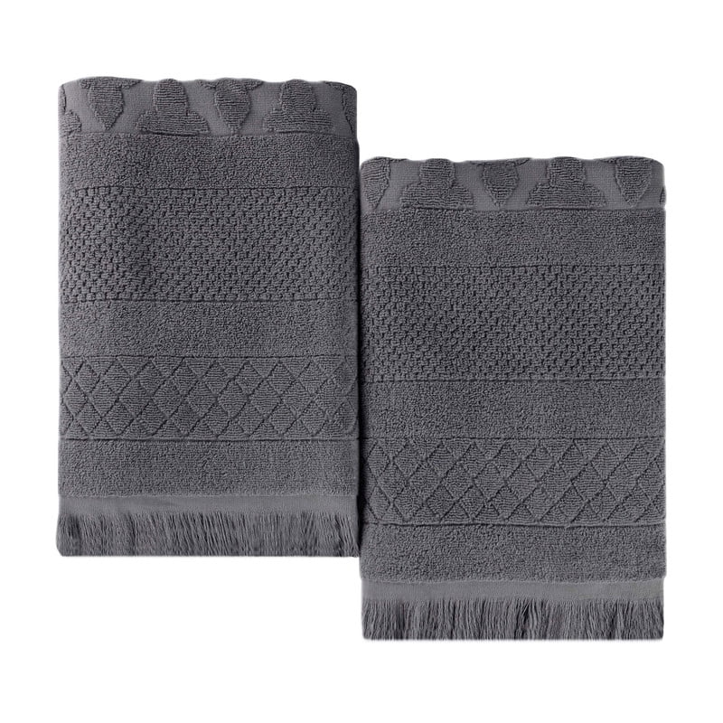 Superior Rolla Cotton Geometric Soft Bath Sheet Set of 2, Grey