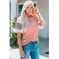 thumbnail image 3 of ABPHQTO Top suelto con empalme de encaje con estampado de leopardo para mujer, 3 of 5