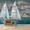 thumbnail image 2 of IDEA4WALL 6pcs Oil Painting Peel and Stick Wallpaper Removable Wall Murals Large Wall Stickers for Home Decoration, 100"x24", 2 of 5