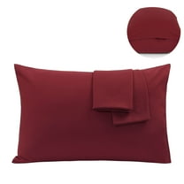 PiccoCasa 2 Pack Microfiber Pillowcases Soft Pillowcases with Envelope Closure, Non-Standard Burgundy