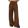 thumbnail image 2 of Kureaily Ribbed Wide Leg Pants With Pockets Casual Relaxed Comfy Loose Soft Knit Pajama Pants Women Summer Pants, 2 of 4