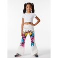 thumbnail image 5 of 5-6Y Girls Colored Flared Pants Digital Print Trousers Slim-Fit Wide Leg Flare for Spring Summer Autumn, 5 of 6